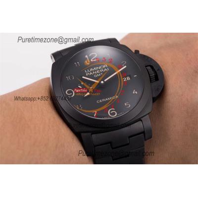 PAM00438 Luminor 1950 Tuttonero GMT P9001  Automatic Mens Watch Best Edition VSF 44 Ceramic Black Dial Ceramic Bracelet