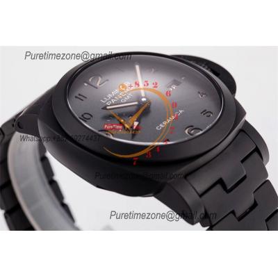 PAM00438 Luminor 1950 Tuttonero GMT P9001  Automatic Mens Watch Best Edition VSF 44 Ceramic Black Dial Ceramic Bracelet