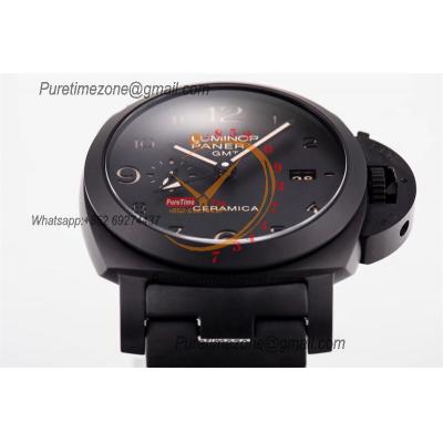 PAM00438 Luminor 1950 Tuttonero GMT P9001  Automatic Mens Watch Best Edition VSF 44 Ceramic Black Dial Ceramic Bracelet