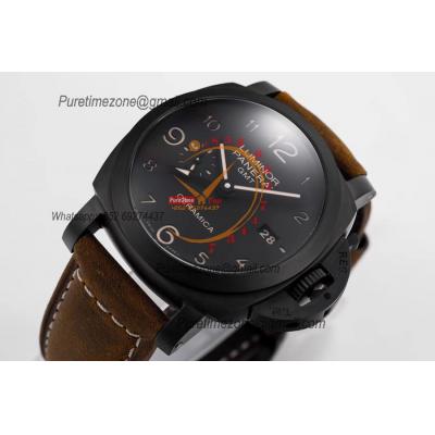 PAM00441 Luminor 1950 3 Days Gmt P9001  Automatic Mens Watch Best Edition VSF 44mm Ceramic Case Black Dial Brown Leather