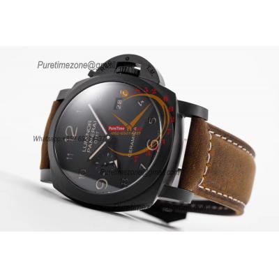 PAM00441 Luminor 1950 3 Days Gmt P9001  Automatic Mens Watch Best Edition VSF 44mm Ceramic Case Black Dial Brown Leather