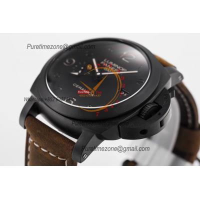 PAM00441 Luminor 1950 3 Days Gmt P9001  Automatic Mens Watch Best Edition VSF 44mm Ceramic Case Black Dial Brown Leather