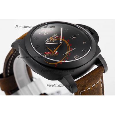 PAM00441 Luminor 1950 3 Days Gmt P9001  Automatic Mens Watch Best Edition VSF 44mm Ceramic Case Black Dial Brown Leather