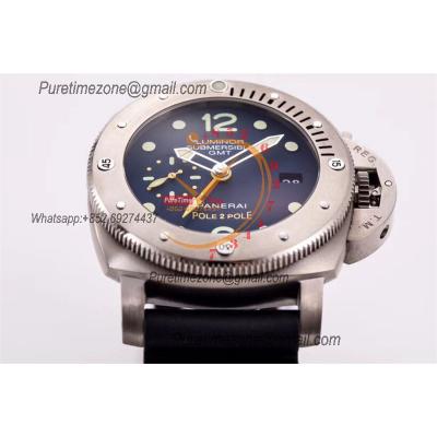 PAM00719 Luminor Submersible 1950 3 Days GMT P9001 Automatic Mens Watch Best Edition VSF 44mm Titanio Black Dial Rubber