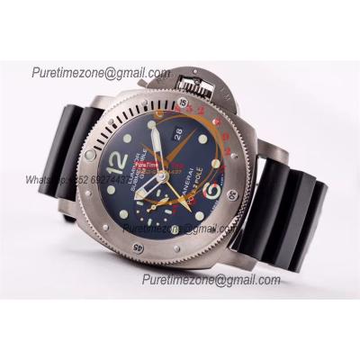 PAM00719 Luminor Submersible 1950 3 Days GMT P9001 Automatic Mens Watch Best Edition VSF 44mm Titanio Black Dial Rubber