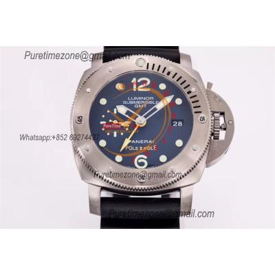 PAM00719 Luminor Submersible 1950 3 Days GMT P9001 Automatic Mens Watch Best Edition VSF 44mm Titanio Black Dial Rubber