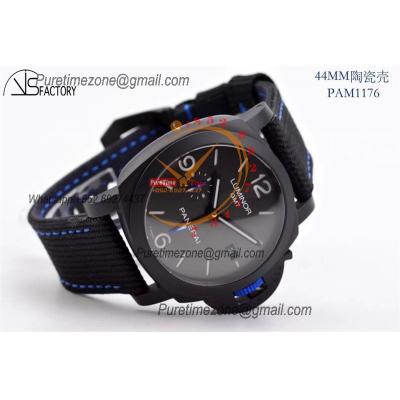 PAM01176 Luminor GMT Bucherer P9001  Automatic Mens Watch Best Edition VSF 44mm Ceramic Case Black Dial Nylon Strap