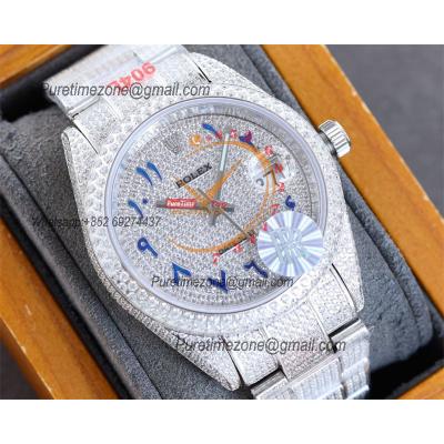 Datejust A2824 Automatic Mens Watch 41 Best Edition RRF Blue Arabic Paved Diamonds Fully Iced Out 904L Steel Bracelet