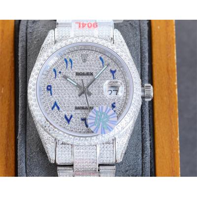 Datejust A2824 Automatic Mens Watch 41 Best Edition RRF Blue Arabic Paved Diamonds Fully Iced Out 904L Steel Bracelet