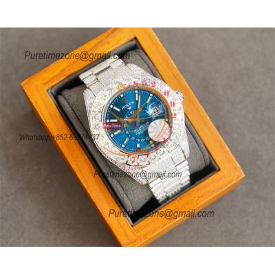 Sky-Dweller Miyota Automatic Mens Watch 42mm Best Edition RRF Diamond Bezel Blue Dial Fully Iced Out 904L Steel Bracelet