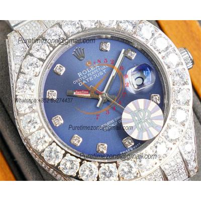 Datejust A23J Automatic Mens Watch Best Edition RRF Big Diamond Beze Blue Dial Diamonds 904L Steel Bracelet