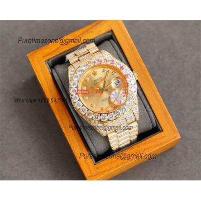 Datejust A23J Automatic Mens Watch Best Edition RRF YG Big Diamond Beze Gold Dial Diamonds 904L Steel Bracelet