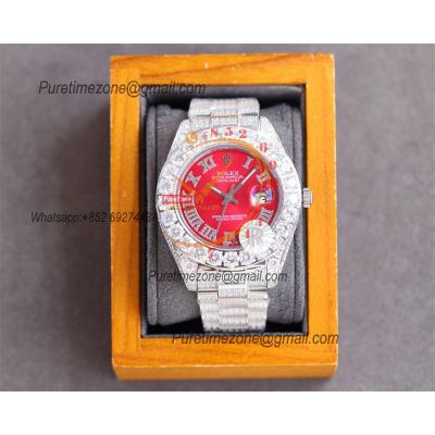 Datejust A23J Automatic Mens Watch Best Edition RRF Big Diamond Beze Red Roman DM Dial Diamonds 904L Steel Bracelet