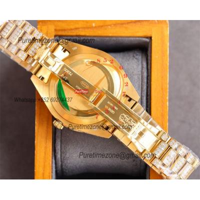 Datejust A23J Automatic Mens Watch Best Edition RRF YG Big Diamond Beze Green Roman DM Dial Diamonds 904L Steel Bracelet