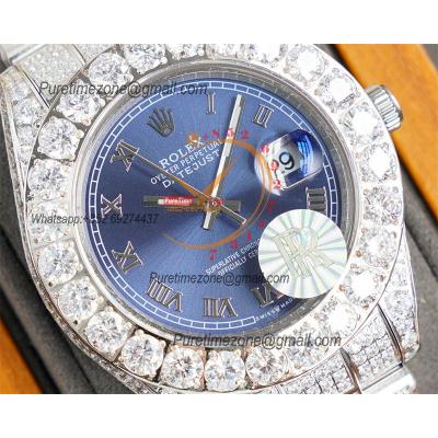 Datejust A23J Automatic Mens Watch Best Edition RRF Big Diamond Beze Blue Roman Dial Diamonds 904L Steel Bracelet