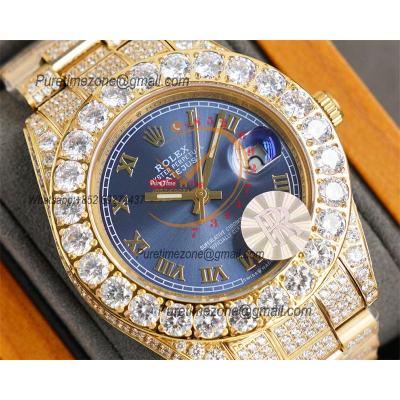 Datejust A23J Automatic Mens Watch Best Edition RRF YG Big Diamond Beze Blue Roman Dial Diamonds 904L Steel Bracelet