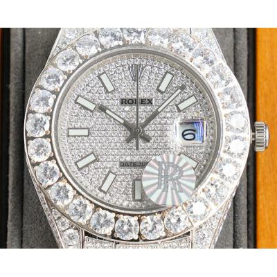 Datejust A23J Automatic Mens Watch Best Edition RRF Paved Diamond Stick Dial Diamonds Fully Ice Out 904L Steel Bracelet