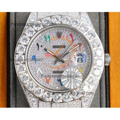 Datejust A23J Automatic Mens Watch Best Edition RRF Diamond Colors Arabic Dial Diamonds Fully Ice Out 904L Steel Bracele