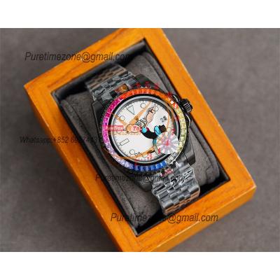 Yacht-Master A23J Automatic Mens Watch Best Edition RRF Rainbow Diamond Bezel Popeye the Sailor Dial PVD Steel Bracelet