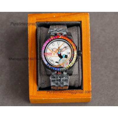 Yacht-Master A23J Automatic Mens Watch Best Edition RRF Rainbow Diamond Bezel Popeye the Sailor Dial PVD Steel Bracelet