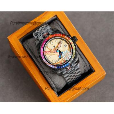 Yacht-Master A23J Automatic Mens Watch Best Edition RRF Rainbow Diamond Bezel Popeye the Sailor Dial PVD Steel Bracelet