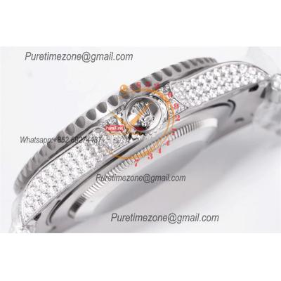 GMT Master II  A2836 Automatic Mens Watch Best Edition RRF 40 Full Paved Diamonds Dial Ice Out  904L Steel Bracelet