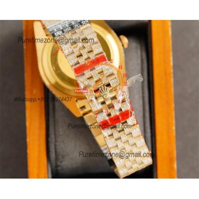 Datejust A2824 Automatic Mens Watch Best Edition RRF 41 YG Rainbow Diamonds Bezel Colors Arabic Dial 904L Steel Bracelet