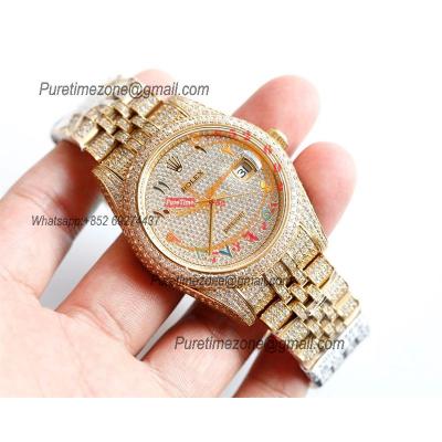 Datejust A3235 Automatic Mens Watch Best Edition TWF 41 YG Paved Diaomonds Color Arabic  Dial Ice Out 904L Steel Bracele