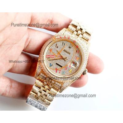 Datejust A3235 Automatic Mens Watch Best Edition TWF 41 YG Paved Diaomonds Color Arabic  Dial Ice Out 904L Steel Bracele