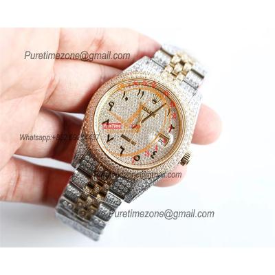 Datejust A3235 Automatic Mens Watch Best Edition TWF TTYG Paved Diaomond Black Arabic  Dial Ice Out 904L Steel Bracelet