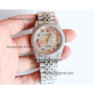 Datejust A3235 Automatic Mens Watch Best Edition TWF 41 Paved Diaomond Silver Roman  Dial Ice Out 904L Steel Bracelet