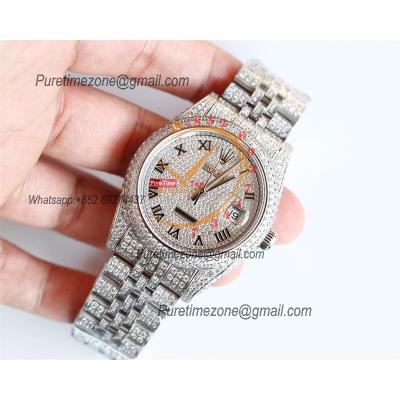 Datejust A3235 Automatic Mens Watch Best Edition TWF 41 Paved Diaomond Silver Roman  Dial Ice Out 904L Steel Bracelet