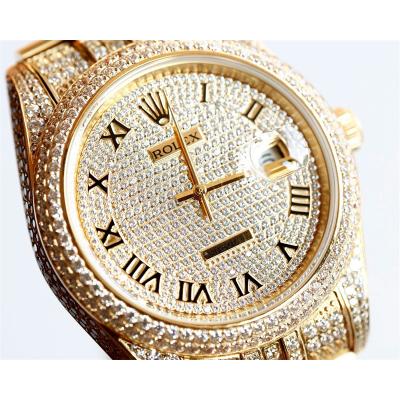 Datejust A3235 Automatic Mens Watch Best Edition TWF YG Paved Diaomond Gold Roman Dial Ice Out 904L Steel Bracelet