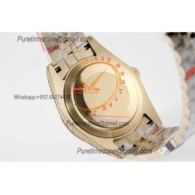 Datejust A3235 Automatic Mens Watch Best Edition TWF 41 YG Paved Diaomond Color Arabic Dial Ice Out 904L Steel Bracelet