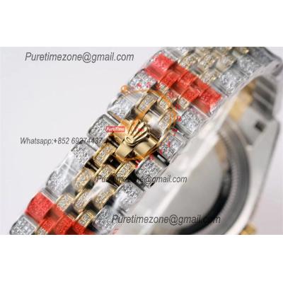 Datejust A3235 Automatic Mens Watch Best Edition TWF Wimbledon TTYG Paved Diaomond Gray Roman Dial 904L Steel Bracelet