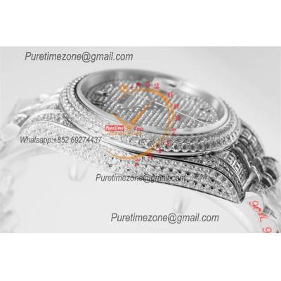 Datejust A3235 Automatic Mens Watch Best Edition TWF Wimbledon YG Paved Diaomond Black Arabic Dial 904L Steel Bracelet