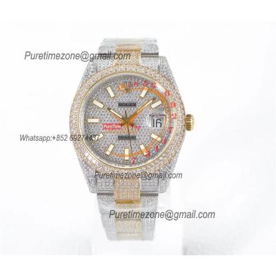 Datejust A2824 Automatic Mens Watch Best Edition TWF TTYG Paved Diaomond  Stick Dial Fully Ice Out 904L Steel Bracelet