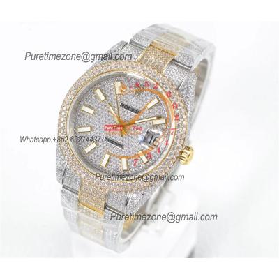 Datejust A2824 Automatic Mens Watch Best Edition TWF TTYG Paved Diaomond  Stick Dial Fully Ice Out 904L Steel Bracelet