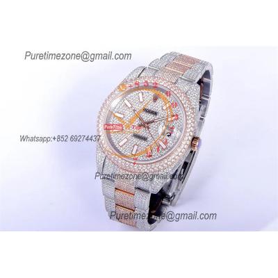 Datejust A2824 Automatic Mens Watch Best Edition TWF TTRG Paved Diaomond Stick Dial Fully Ice Out 904L Steel Bracelet