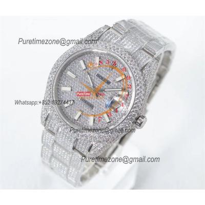 Datejust A2824 Automatic Mens Watch Best Edition TWF Paved Diaomond Case Stick Dial Fully Ice Out 904L Steel Bracelet