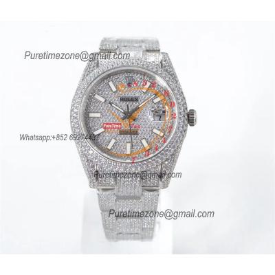 Datejust A2824 Automatic Mens Watch Best Edition TWF Paved Diaomond Case Stick Dial Fully Ice Out 904L Steel Bracelet