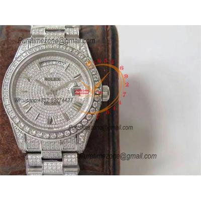 Day-Date 40 228348 A2836 Mens Watch Best Edition TWF Paved Diaomond Roman Dial Fully Ice Out 904L Steel Bracelet