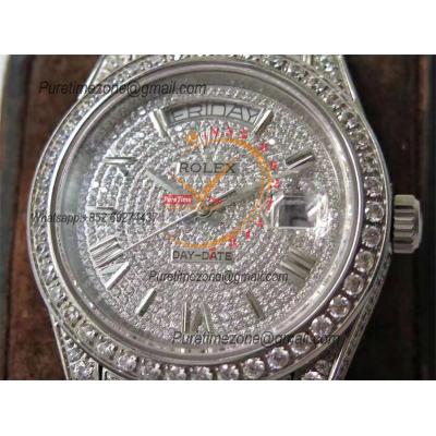 Day-Date 40 228348 A2836 Mens Watch Best Edition TWF Paved Diaomond Roman Dial Fully Ice Out 904L Steel Bracelet