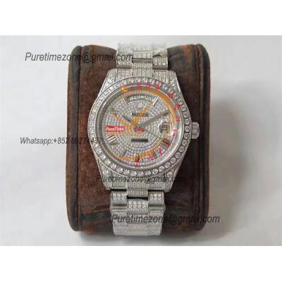 Day-Date 40 228348 A2836 Mens Watch Best Edition TWF Paved Diaomond Roman Dial Fully Ice Out 904L Steel Bracelet