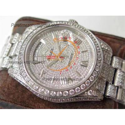 Day-Date 40 228348 A2836 Mens Watch Best Edition TWF Paved Diaomond Roman Dial Fully Ice Out 904L Steel Bracelet