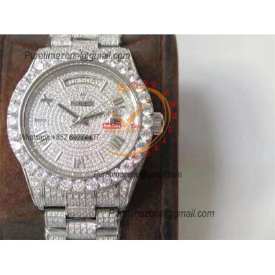 Day-Date 40 228348 A2836 Mens Watch Best Edition TWF Paved Diaomond Roman Dial Fully Ice Out 904L Steel Bracelet