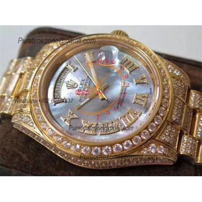 Day-Date 40 228348 A2836 Mens Watch Best Edition TWF YG Paved Diaomond MOP Dial Fully Ice Out 904L Steel Bracelet