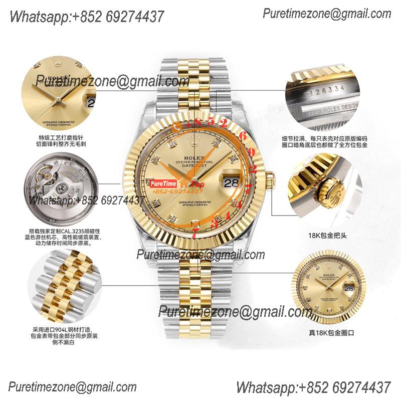 Datejust VR3235 Automatic Mens Watch Best Edition ZQF 41 SS/YG Gold Wrapped Gold Diamond Dial 904L SS Jubilee Bracelet