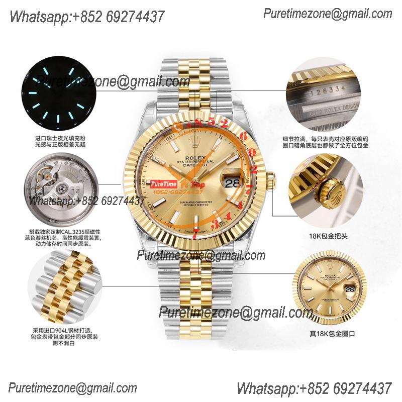 Datejust VR3235 Automatic Mens Watch Best Edition ZQF 41 SS/YG Gold Wrapped Gold Stick Dial 904L SS Jubilee Bracelet