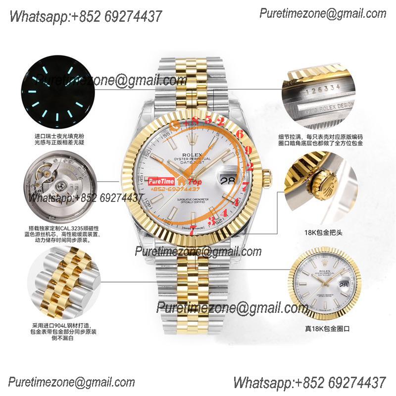 Datejust VR3235 Automatic Mens Watch Best Edition ZQF 41 SS/YG Gold Wrapped Silver Stick Dial 904L SS Jubilee Bracelet